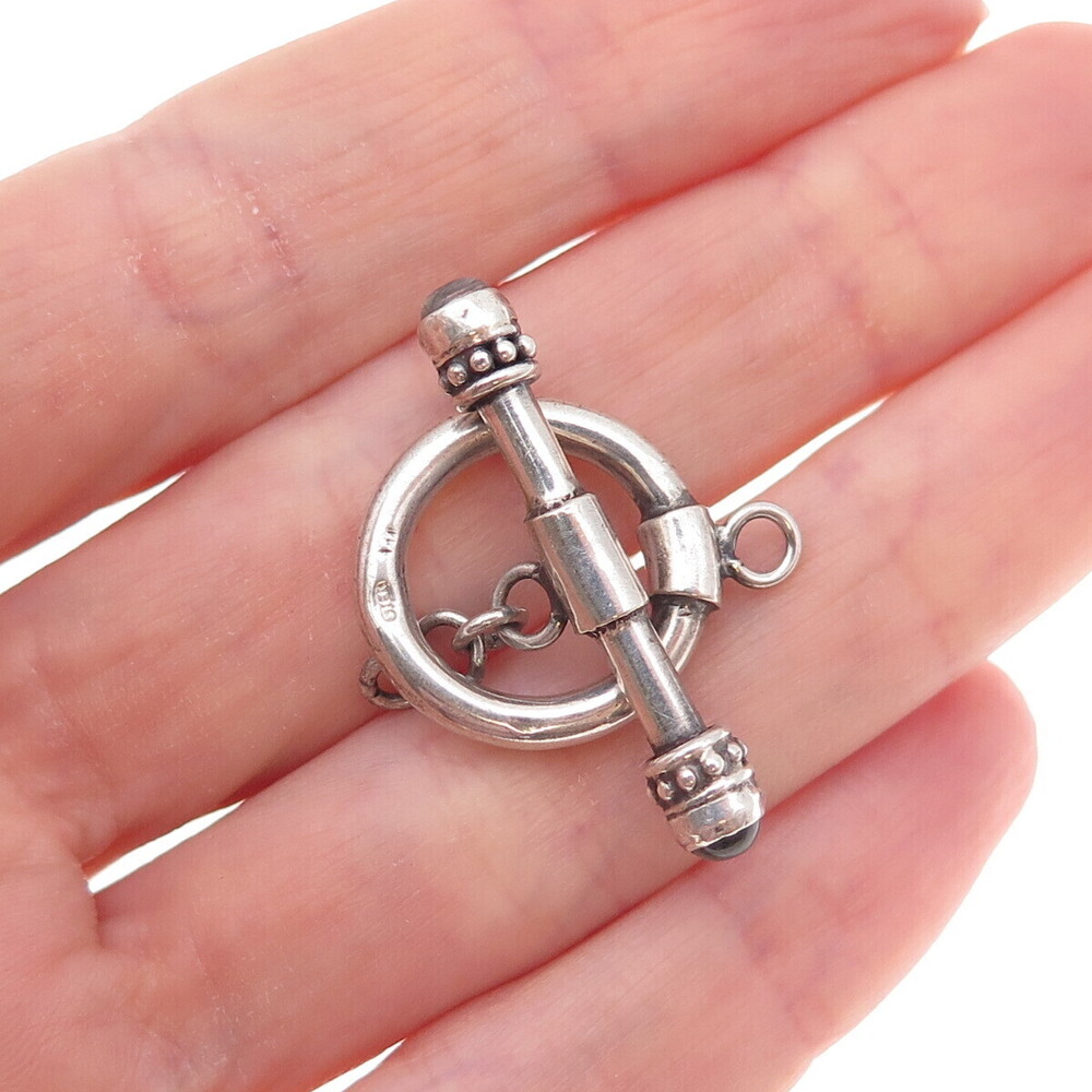 925 Sterling Silver Vintage Real Moonstone Bracelet / Necklace Toggle Lock Clasp